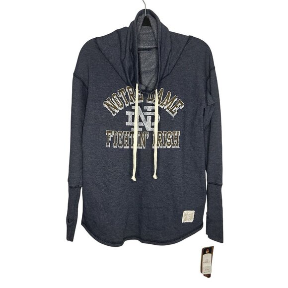 Notre Dame Fighting Irish Retro Brand Women’s Size XL Blue Cowl Neck Sweatshirt - Picture 1 of 5